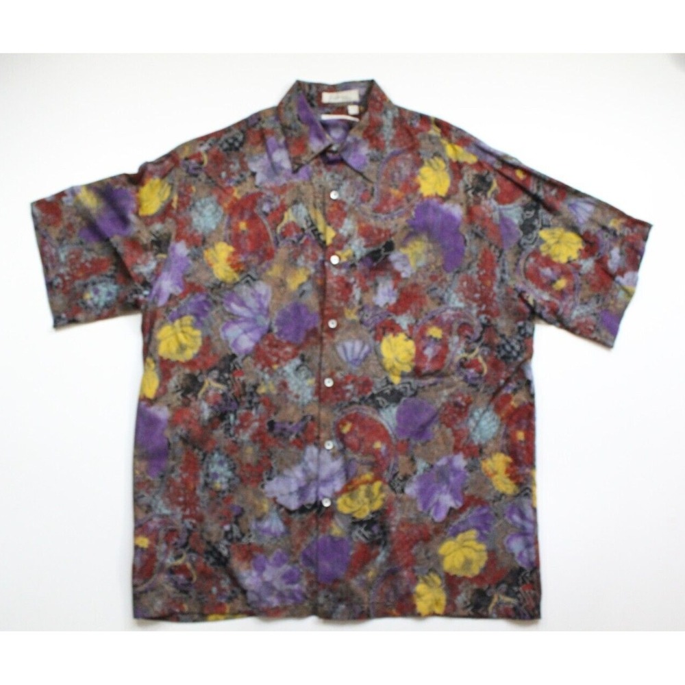 Vittorio Firenze Short Sleeve Button Up Shirt Men's Size Large Made in USA
